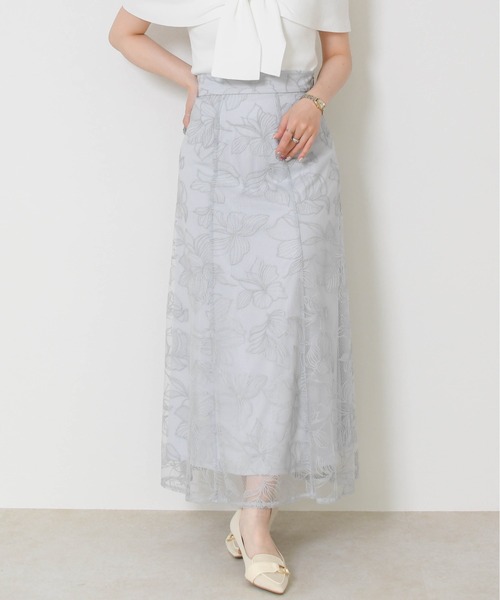 MISCH MASCH（ミッシュマッシュ）の「2026春夏新作 フラワー刺繍Aラインスカート（スカート・レディース・ブラック/ブルー/イエロー/ホワイト・S/M）」の4枚目の写真