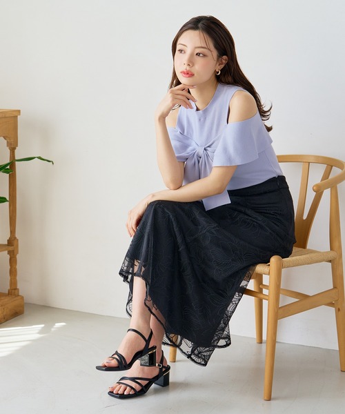 MISCH MASCH（ミッシュマッシュ）の「2026春夏新作 フラワー刺繍Aラインスカート（スカート・レディース・ブラック/ブルー/イエロー/ホワイト・S/M）」の3枚目の写真
