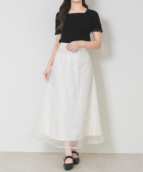 MISCH MASCH（ミッシュマッシュ）の「2026春夏新作 フラワー刺繍Aラインスカート（スカート・レディース・ブラック/ブルー/イエロー/ホワイト・S/M）」の18枚目の写真