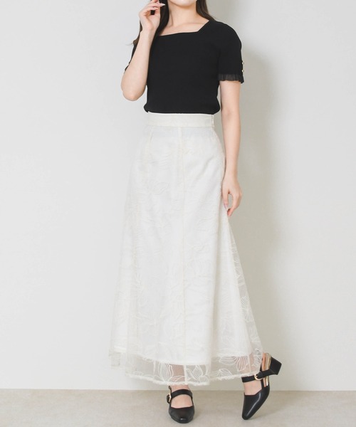 MISCH MASCH（ミッシュマッシュ）の「2026春夏新作 フラワー刺繍Aラインスカート（スカート・レディース・ブラック/ブルー/イエロー/ホワイト・S/M）」の19枚目の写真