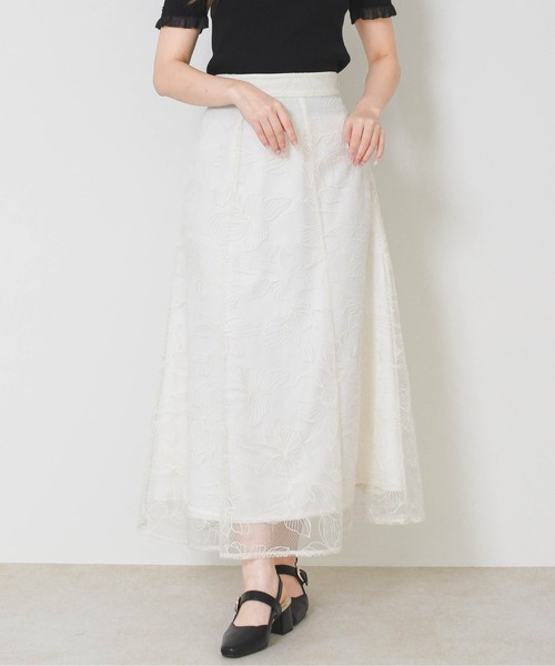 MISCH MASCH（ミッシュマッシュ）の「2026春夏新作 フラワー刺繍Aラインスカート（スカート・レディース・ブラック/ブルー/イエロー/ホワイト・S/M）」の14枚目の写真