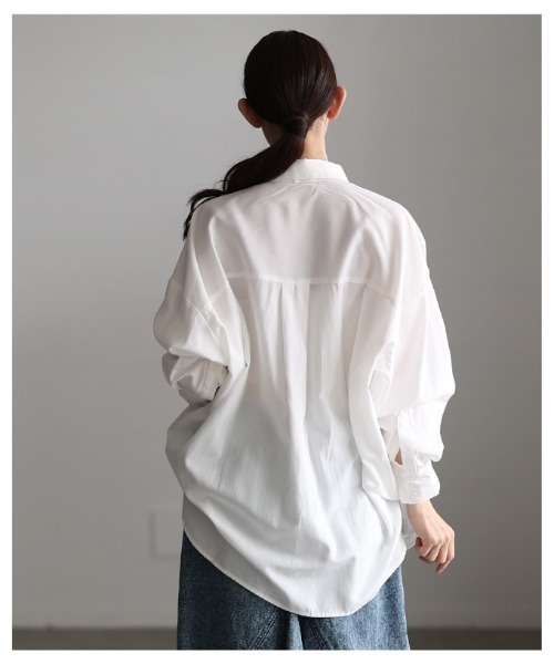 Sawa a la mode(サワアラモード)の「ボウタイ付きダンガリーロングシャツ(シャツ/ブラウス・レディース・ブラウン/ブルー/オフホワイト・FREE)」の22枚目の写真