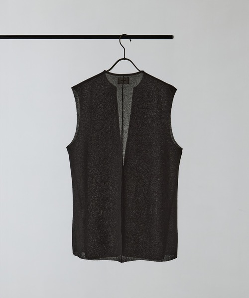 WRAPINKNOT（ラッピンノット）の「[WRAPINKNOT/ラッピンノット]Dry Sheer Milano Knit vest（ニット/セーター・レディース・ブラック/ベージュ・FREE）」の3枚目の写真