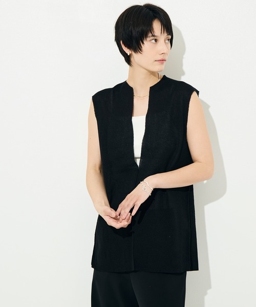 WRAPINKNOT（ラッピンノット）の「[WRAPINKNOT/ラッピンノット]Dry Sheer Milano Knit vest（ニット/セーター・レディース・ブラック/ベージュ・FREE）」の5枚目の写真