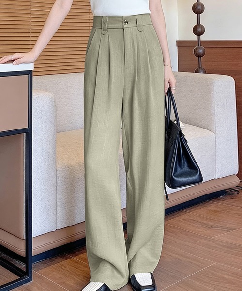 ONEP STAR(ワンピスター)の「タック入りワイドパンツ(その他パンツ・レディース・ホワイト/グレー/パープル/ベージュ/カーキ/ブラック・X-LARGE/LARGE/MEDIUM)」の5枚目の写真