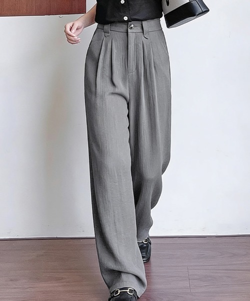 ONEP STAR(ワンピスター)の「タック入りワイドパンツ(その他パンツ・レディース・ホワイト/グレー/パープル/ベージュ/カーキ/ブラック・X-LARGE/LARGE/MEDIUM)」の7枚目の写真