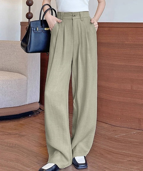 ONEP STAR(ワンピスター)の「タック入りワイドパンツ(その他パンツ・レディース・ホワイト/グレー/パープル/ベージュ/カーキ/ブラック・X-LARGE/LARGE/MEDIUM)」の15枚目の写真
