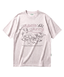 バブルバニープリントオーバーサイズ半袖Tシャツメランジピンク