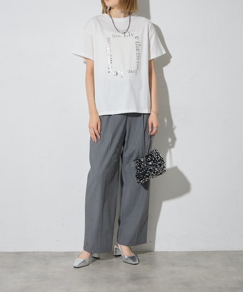 each(イーチ)の「箔プリントアソートロゴ半袖Tシャツ(Tシャツ/カットソー・レディース・イエロー/ホワイト/ブラック/ホワイト×シルバー/ブラック×シルバー/ブルー・FREE)」の18枚目の写真