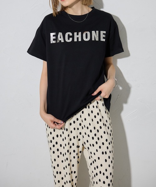 each(イーチ)の「箔プリントアソートロゴ半袖Tシャツ(Tシャツ/カットソー・レディース・イエロー/ホワイト/ブラック/ホワイト×シルバー/ブラック×シルバー/ブルー・FREE)」の22枚目の写真
