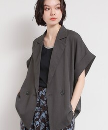 THE SHOP TK | 【夏の通勤スタイルに】涼やかな着心地 麻調ダブルブレストジャケット(テーラードジャケット)