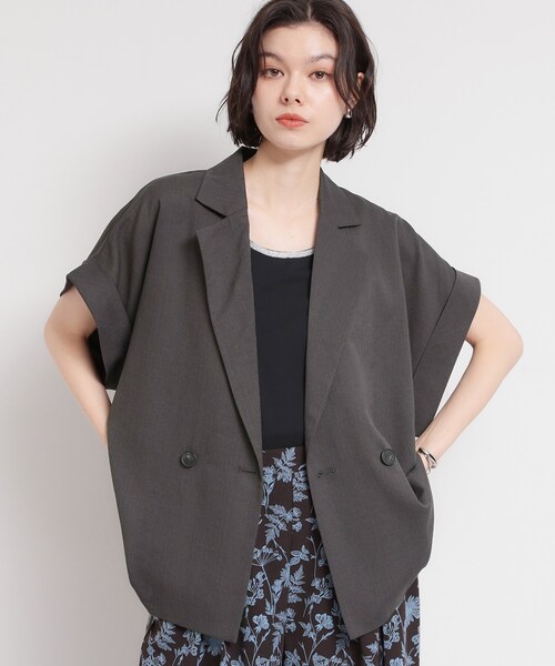 THE SHOP TK (ザ ショップ ティーケー )の「【夏の通勤スタイルに】涼やかな着心地 麻調ダブルブレストジャケット(テーラードジャケット・レディース・スミクロ/ベージュ・13/12)」の18枚目の写真