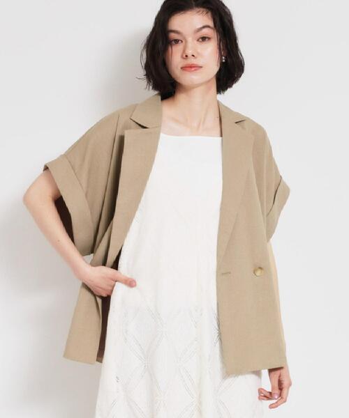 THE SHOP TK (ザ ショップ ティーケー )の「【夏の通勤スタイルに】涼やかな着心地 麻調ダブルブレストジャケット(テーラードジャケット・レディース・スミクロ/ベージュ・13/12)」の14枚目の写真