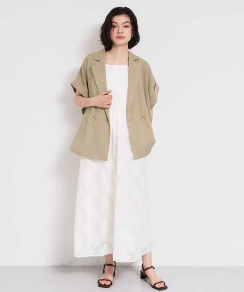 THE SHOP TK (ザ ショップ ティーケー )の「【夏の通勤スタイルに】涼やかな着心地 麻調ダブルブレストジャケット(テーラードジャケット・レディース・スミクロ/ベージュ・13/12)」の11枚目の写真
