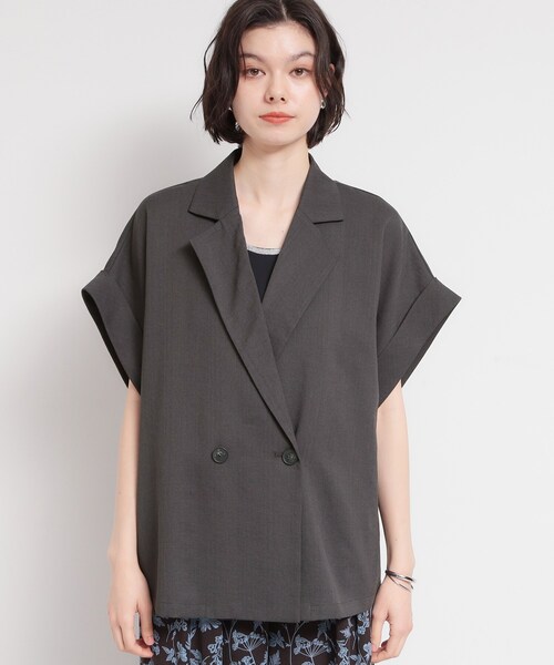 THE SHOP TK (ザ ショップ ティーケー )の「【夏の通勤スタイルに】涼やかな着心地 麻調ダブルブレストジャケット(テーラードジャケット・レディース・スミクロ/ベージュ・13/12)」の9枚目の写真
