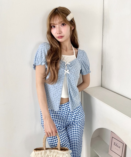 Loueme(ルエム)の「レイヤードフラワーリボントップス(Tシャツ/カットソー・レディース・ホワイト/アイボリー/ライトブルー・FREE)」の15枚目の写真