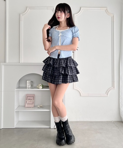 Loueme(ルエム)の「レイヤードフラワーリボントップス(Tシャツ/カットソー・レディース・ホワイト/アイボリー/ライトブルー・FREE)」の12枚目の写真