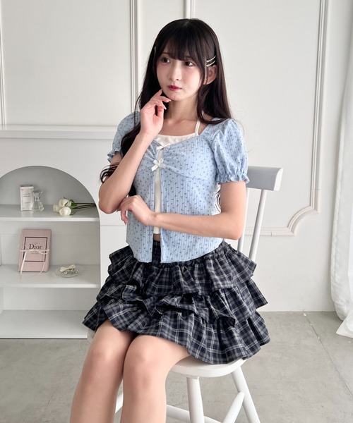 Loueme(ルエム)の「レイヤードフラワーリボントップス(Tシャツ/カットソー・レディース・ホワイト/アイボリー/ライトブルー・FREE)」の11枚目の写真