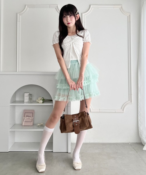 Loueme(ルエム)の「レイヤードフラワーリボントップス(Tシャツ/カットソー・レディース・ホワイト/アイボリー/ライトブルー・FREE)」の21枚目の写真