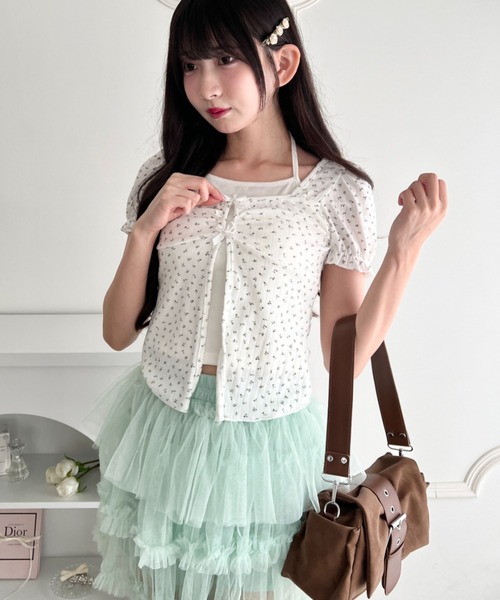 Loueme(ルエム)の「レイヤードフラワーリボントップス(Tシャツ/カットソー・レディース・ホワイト/アイボリー/ライトブルー・FREE)」の18枚目の写真