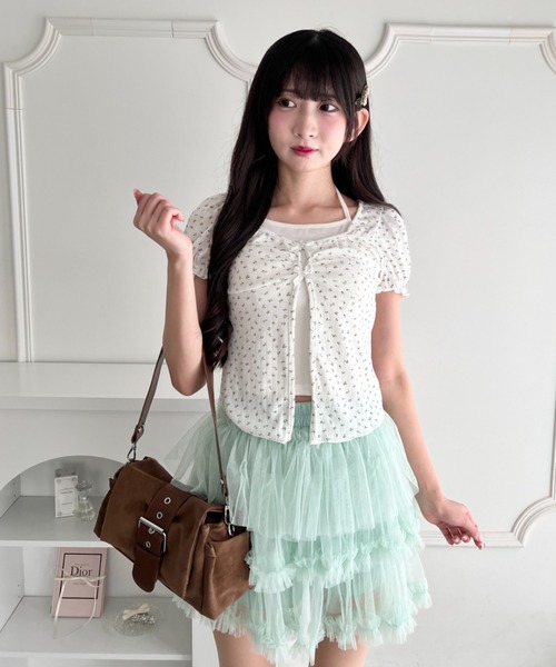 Loueme(ルエム)の「レイヤードフラワーリボントップス(Tシャツ/カットソー・レディース・ホワイト/アイボリー/ライトブルー・FREE)」の19枚目の写真