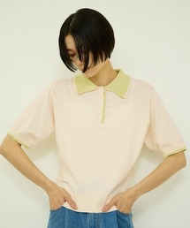 レーヨンナイロン配色ニットポロ