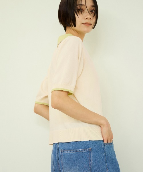 VICKY(ビッキー)の「レーヨンナイロン配色ニットポロ(ニット/セーター・レディース・ブラック/ライトグレー/オフホワイト・M)」の10枚目の写真