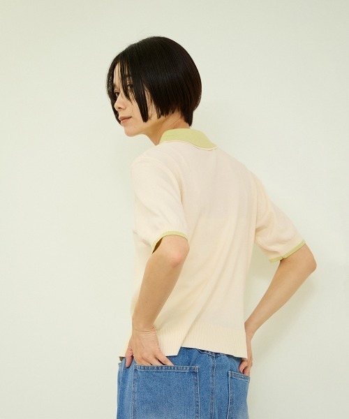 VICKY(ビッキー)の「レーヨンナイロン配色ニットポロ(ニット/セーター・レディース・ブラック/ライトグレー/オフホワイト・M)」の12枚目の写真