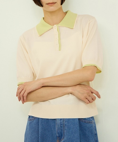 VICKY(ビッキー)の「レーヨンナイロン配色ニットポロ(ニット/セーター・レディース・ブラック/ライトグレー/オフホワイト・M)」の13枚目の写真