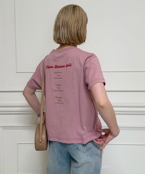 DOUBLE NAME(ダブルネーム)の「Triplet Banana Sprit TEE(Tシャツ/カットソー・レディース・オフホワイト/ピンク/ブラック系・FREE)」の20枚目の写真