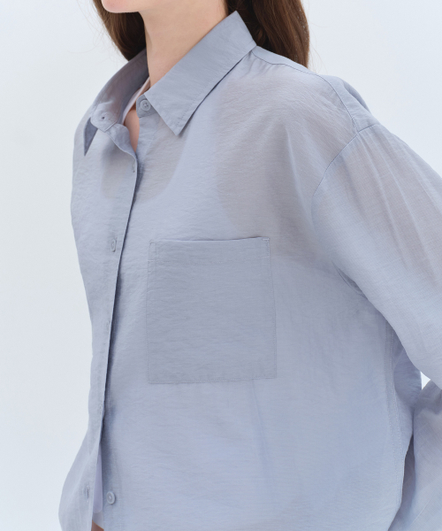 MUSINSA STANDARD WOMAN（ムシンサスタンダードウーマン）の「ウィメンズオーバーサイズクリンクルシルキーシャツ[ブルーグレー]（シャツ/ブラウス・レディース・その他・X-SMALL/SMALL/MEDIUM/LARGE）」の6枚目の写真