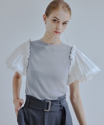 Puff sleeve knit tops/パフスリーブニットトップス