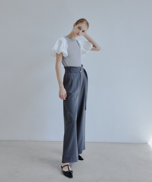 ORGUE(オルグ)の「Puff sleeve knit tops/パフスリーブニットトップス(Tシャツ/カットソー・レディース・ホワイト/ブラック/グレー・FREE)」の5枚目の写真