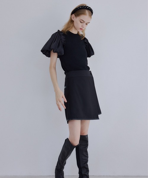ORGUE(オルグ)の「Puff sleeve knit tops/パフスリーブニットトップス(Tシャツ/カットソー・レディース・ホワイト/ブラック/グレー・FREE)」の11枚目の写真