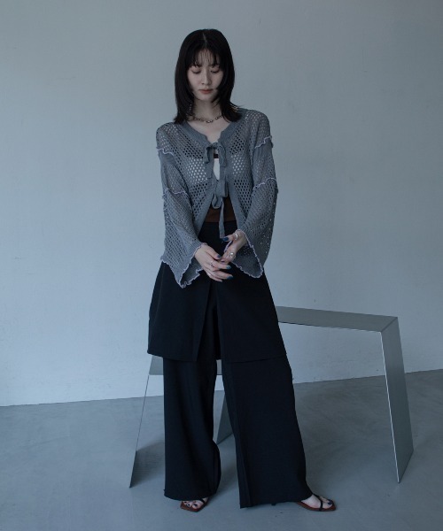 VACANCY(ヴァカンシー)の「ハーフパンツ風レイヤードスラックス(スラックス・レディース・ホワイト/ブラック・LARGE/MEDIUM/SMALL)」の21枚目の写真