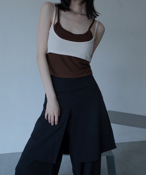VACANCY(ヴァカンシー)の「ハーフパンツ風レイヤードスラックス(スラックス・レディース・ホワイト/ブラック・LARGE/MEDIUM/SMALL)」の22枚目の写真