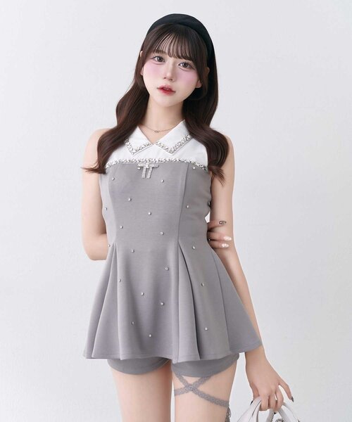 トップス Belle Charm Jewel Peplum Tops セール】【Belle Charme】Jewel Peplum Tops（シャツ/ブラウス