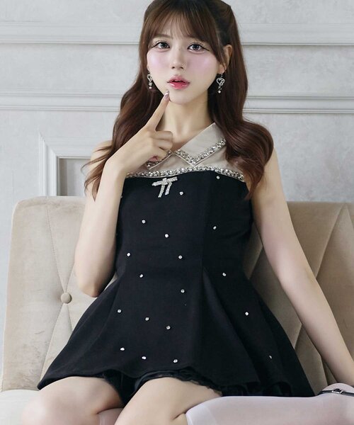 Belle Charme(ベルシャルム)の「【Belle Charme】 Jewel Peplum Tops(シャツ/ブラウス・レディース・ブラック/グレー/ベージュ・FREE)」の16枚目の写真