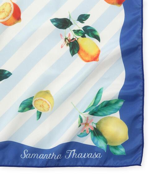 Samantha Thavasa(サマンサタバサ)の「ストライプレモンモチーフ スカーフ(ストール/ショール・レディース・ブルー/オレンジ・FREE)」の4枚目の写真