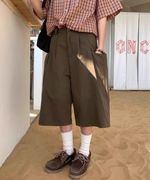 ワイドシルエットサイドポケットハーフパンツ