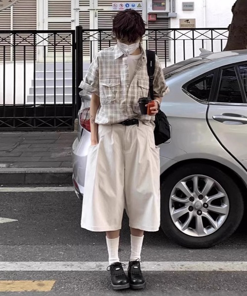 Ressaca(レサーカ)の「ワイドシルエットサイドポケットハーフパンツ(その他パンツ・メンズ・ブラウン/ホワイト・L/XL/M)」の14枚目の写真