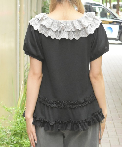 axes femme(アクシーズファム)の「レース襟フリルプルオーバー(Tシャツ/カットソー・レディース・ブラック/杢グレー・FREE)」の5枚目の写真