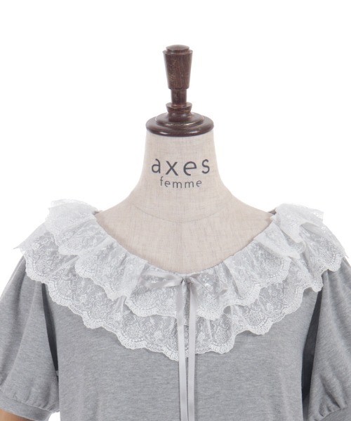 axes femme(アクシーズファム)の「レース襟フリルプルオーバー(Tシャツ/カットソー・レディース・ブラック/杢グレー・FREE)」の21枚目の写真