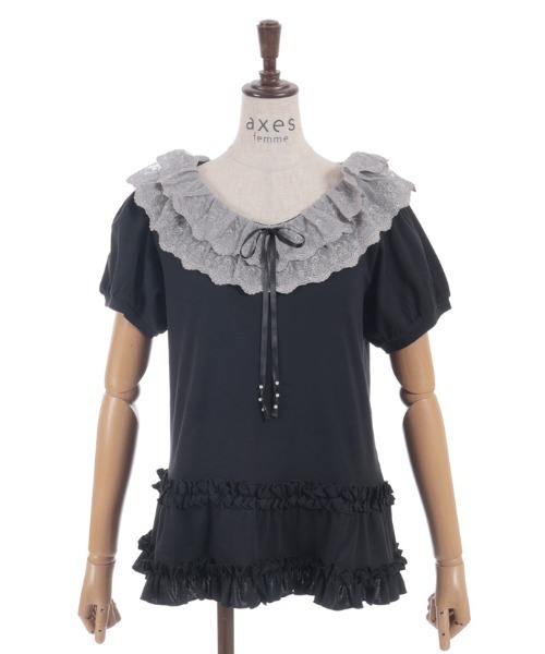 axes femme(アクシーズファム)の「レース襟フリルプルオーバー(Tシャツ/カットソー・レディース・ブラック/杢グレー・FREE)」の10枚目の写真