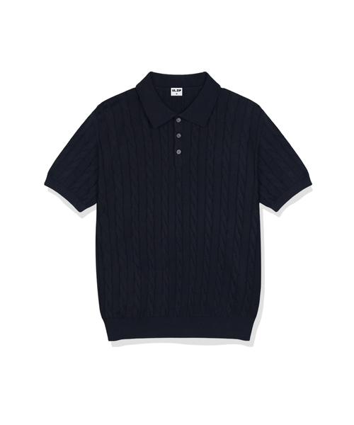 ULIFEZIP（ユーライフジー）の「ミアケーブルボタンカラー半袖ニット4カラー[ULSK_1001]（Tシャツ/カットソー・メンズ・ブラック/ネイビー/グリーン/バーガンディー・SMALL/MEDIUM/LARGE/X-LARGE）」の3枚目の写真