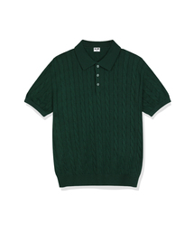 ULIFEZIP（ユーライフジー）の「ミアケーブルボタンカラー半袖ニット4カラー[ULSK_1001]（Tシャツ/カットソー）」