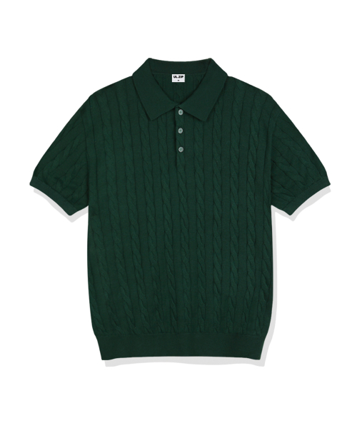 ULIFEZIP（ユーライフジー）の「ミアケーブルボタンカラー半袖ニット4カラー[ULSK_1001]（Tシャツ/カットソー・メンズ・ブラック/ネイビー/グリーン/バーガンディー・SMALL/MEDIUM/LARGE/X-LARGE）」の5枚目の写真