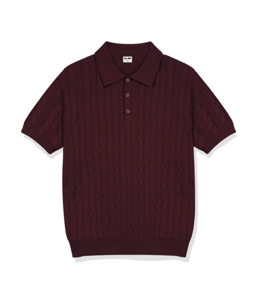 ULIFEZIP（ユーライフジー）の「ミアケーブルボタンカラー半袖ニット4カラー[ULSK_1001]（Tシャツ/カットソー・メンズ・ブラック/ネイビー/グリーン/バーガンディー・SMALL/MEDIUM/LARGE/X-LARGE）」の6枚目の写真