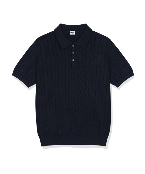 ULIFEZIP（ユーライフジー）の「ミアケーブルボタンカラー半袖ニット4カラー[ULSK_1001]（Tシャツ/カットソー・メンズ・ブラック/ネイビー/グリーン/バーガンディー・SMALL/MEDIUM/LARGE/X-LARGE）」の7枚目の写真
