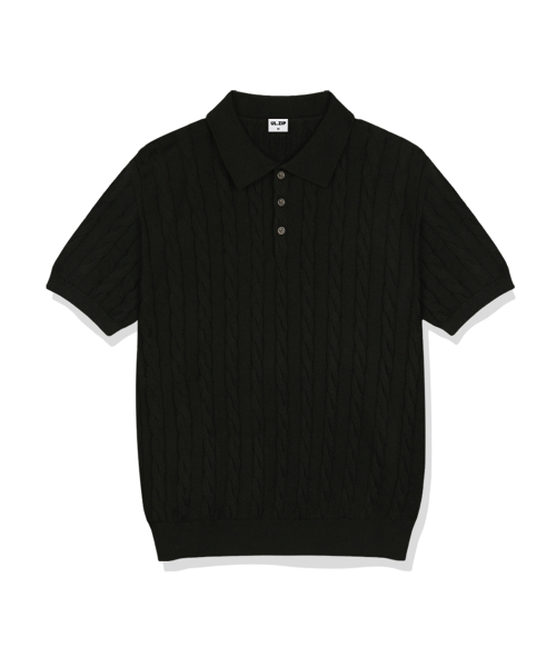 ULIFEZIP（ユーライフジー）の「ミアケーブルボタンカラー半袖ニット4カラー[ULSK_1001]（Tシャツ/カットソー・メンズ・ブラック/ネイビー/グリーン/バーガンディー・SMALL/MEDIUM/LARGE/X-LARGE）」の8枚目の写真